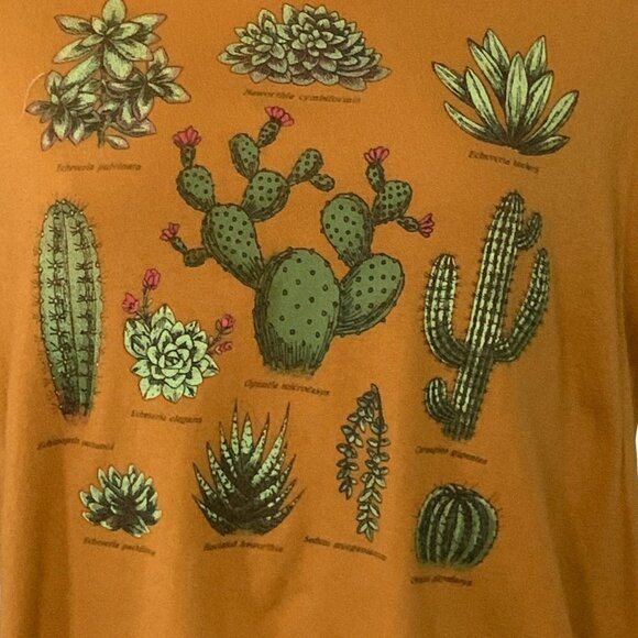 Fifth Sun Juniors Sz XXL Gold T-shirt Southwest Green Cactus Succulents #230G - Picture 3 of 6